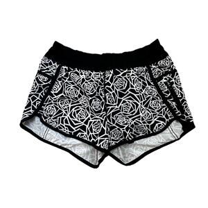 Lululemon | Run Speed Short | 4 Way stretch | Lined‎ | Black/White Rose | SZ 6